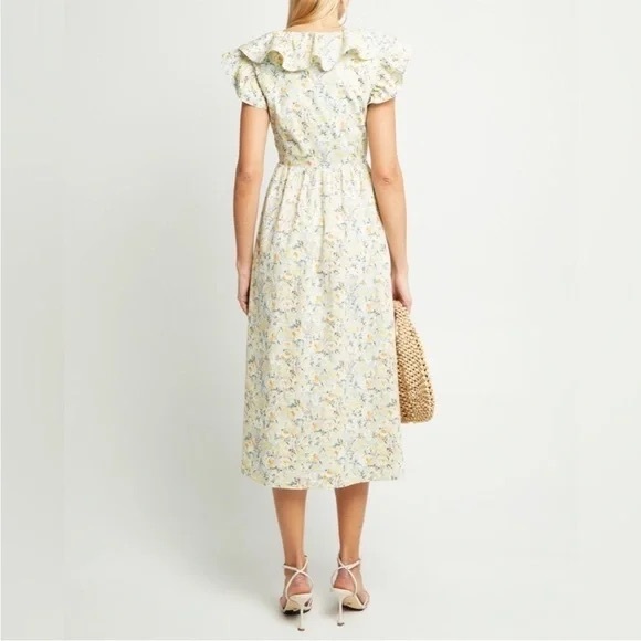 NWOT O.P.T. Kate Floral Ruffle Collar Midi Dress Women’s Small - Picture 3 of 16